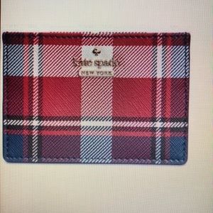 Kate Spade Red and Blue Plaid Card Holder
